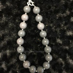 Grey Chunky Bead Necklace NK1201 Handmade NWT Boutique